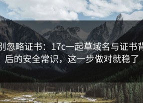 别忽略证书：17c一起草域名与证书背后的安全常识，这一步做对就稳了