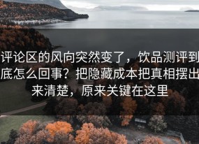 评论区的风向突然变了，饮品测评到底怎么回事？把隐藏成本把真相摆出来清楚，原来关键在这里