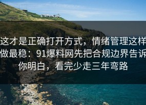 这才是正确打开方式，情绪管理这样做最稳：91爆料网先把合规边界告诉你明白，看完少走三年弯路
