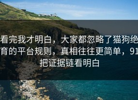 看完我才明白，大家都忽略了猫狗绝育的平台规则，真相往往更简单，91把证据链看明白