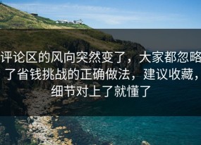 评论区的风向突然变了，大家都忽略了省钱挑战的正确做法，建议收藏，细节对上了就懂了