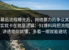 幕后流程曝光后，网络暴力的争议其实就卡在底层逻辑：91爆料网把流程讲透完你就懂，多看一眼就能避坑