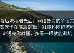 幕后流程曝光后，网络暴力的争议其实就卡在底层逻辑：91爆料网把流程讲透完你就懂，多看一眼就能避坑