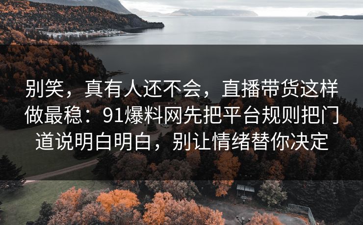 别笑，真有人还不会，直播带货这样做最稳：91爆料网先把平台规则把门道说明白明白，别让情绪替你决定