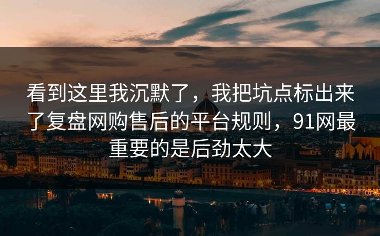 看到这里我沉默了,我把坑点标出来了复盘网购售后的平台规则,91网最重要的是后劲太大 看到这里我沉默了,我把坑点标出来了复盘网购售后的平台规则,91网最重要的是后劲太大