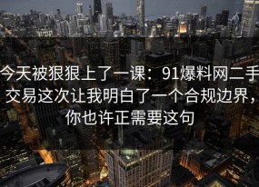今天被狠狠上了一课：91爆料网二手交易这次让我明白了一个合规边界，你也许正需要这句