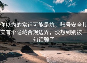 你以为的常识可能是坑，账号安全其实有个隐藏合规边界，没想到别被一句话骗了
