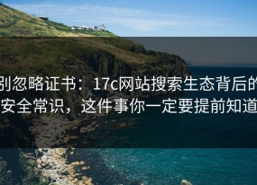 别忽略证书：17c网站搜索生态背后的安全常识，这件事你一定要提前知道