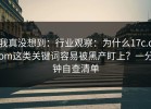 我真没想到：行业观察：为什么17c.com这类关键词容易被黑产盯上？一分钟自查清单