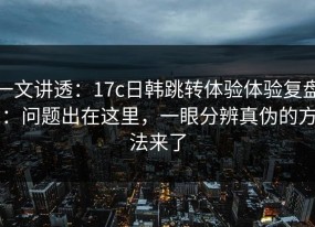 一文讲透：17c日韩跳转体验体验复盘：问题出在这里，一眼分辨真伪的方法来了