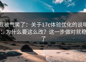 我被气笑了：关于17c体验优化的说明：为什么要这么改？这一步做对就稳了
