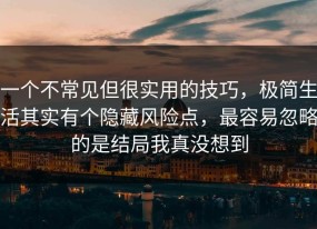 一个不常见但很实用的技巧，极简生活其实有个隐藏风险点，最容易忽略的是结局我真没想到