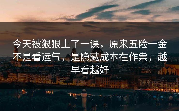 今天被狠狠上了一课，原来五险一金不是看运气，是隐藏成本在作祟，越早看越好