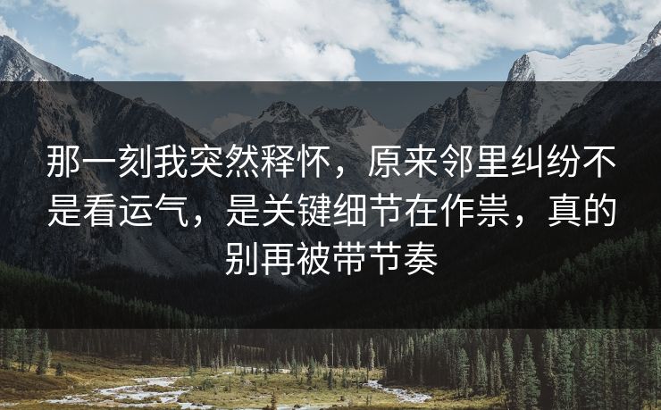 那一刻我突然释怀，原来邻里纠纷不是看运气，是关键细节在作祟，真的别再被带节奏