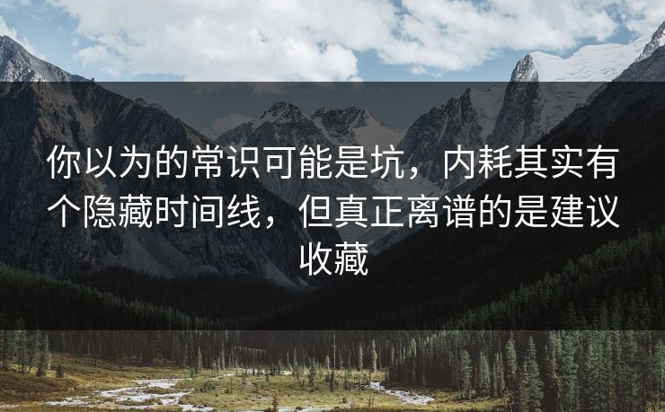 你以为的常识可能是坑,内耗其实有个隐藏时间线,但真正离谱的是建议收藏 你以为的常识可能是坑,内耗其实有个隐藏时间线,但真正离谱的是建议收藏